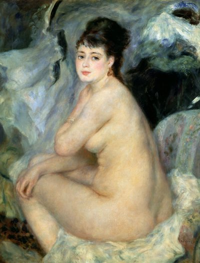 Akt oder Akt auf einem Sofa sitzend von Pierre Auguste Renoir